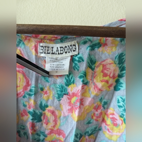 Billabong vintage Y2K Floral mini tank dress pink blue grunge boho high waist M - Picture 4 of 9